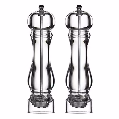 Orsina Cody Large Acrylic Salt and Pepper Mill Set in Black and Transparent