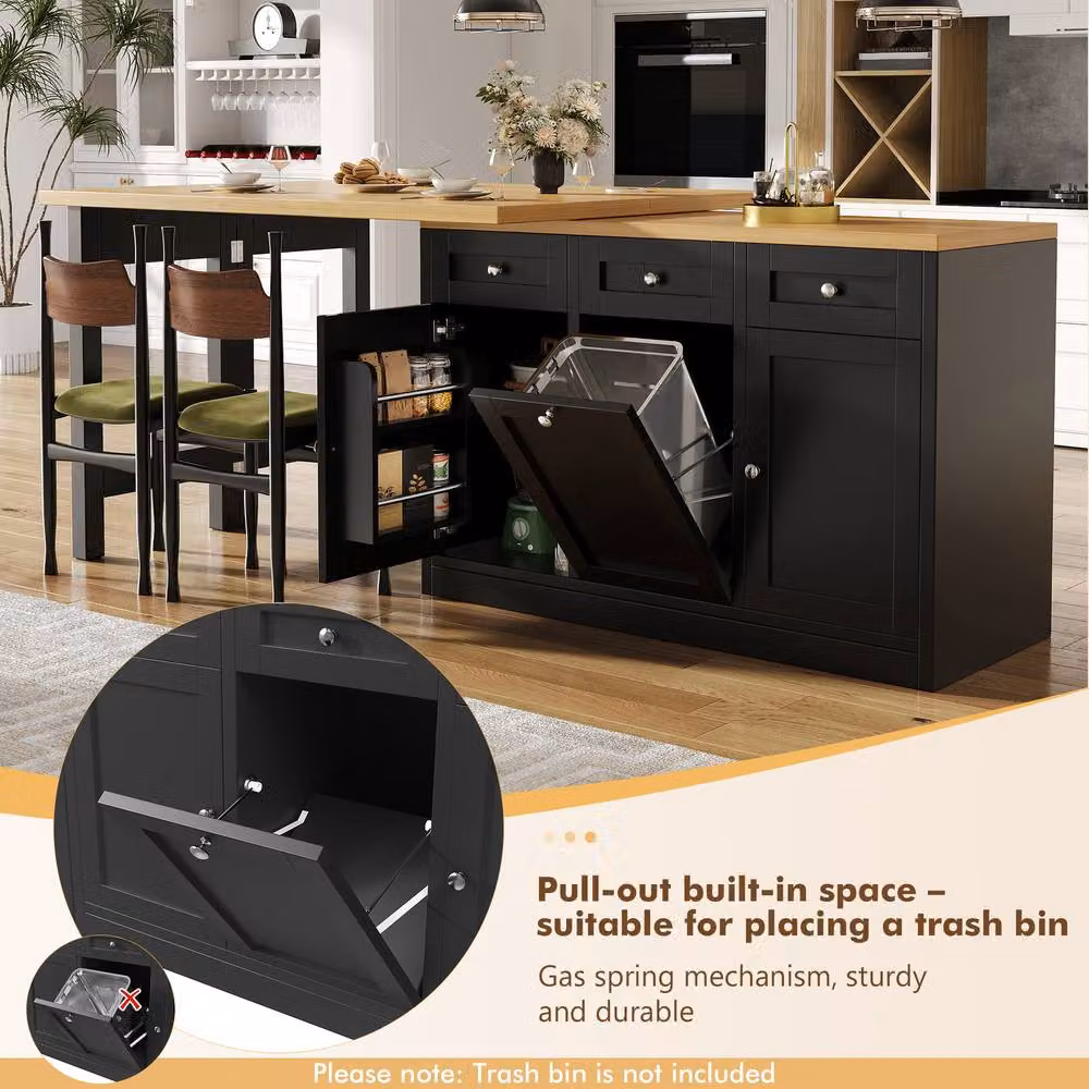 Rolipo Black Extendable Modern Bar Table with Storage and Drawer – 5