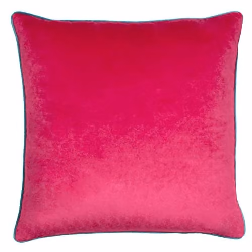 Furn Meridian Velvet Piped Square Cushion in Pink, W/D/H: 55 x 55 x 55 cm