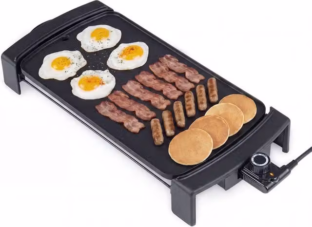 Costway 2150W Electric Flat Top Griddle with Nonstick Aluminium Cooking Surface in Black