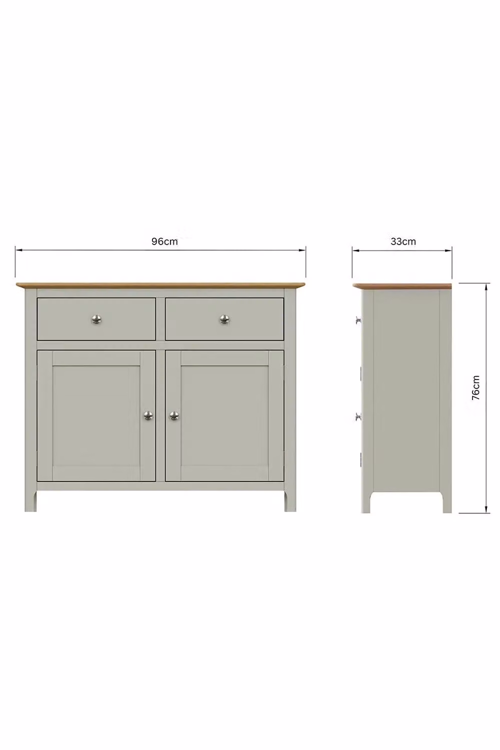 FWStyle Oak Veneer Sideboard in Sage Green with 2 Doors and 2 Drawers – 3