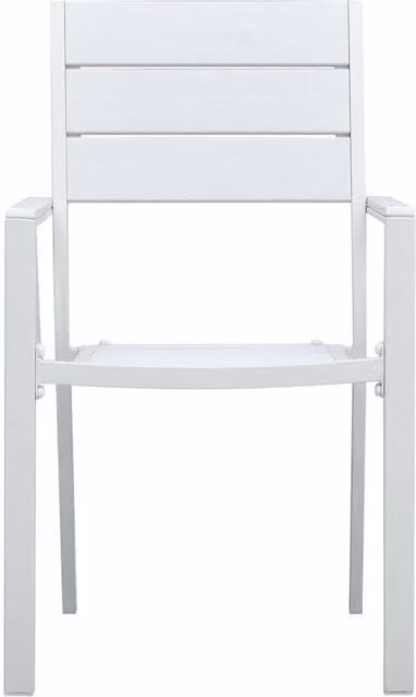 Berkfield Home Set of 4 Modern White Garden Chairs with Wood Look HDPE and Steel Frame