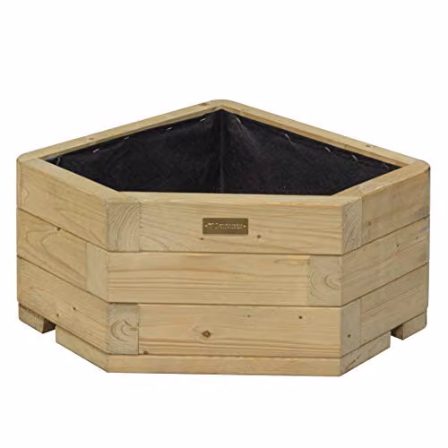 Rowlinson Marberry Corner Planter Tub in Brown, W: 50 cm, D: 50 cm, H: 50 cm