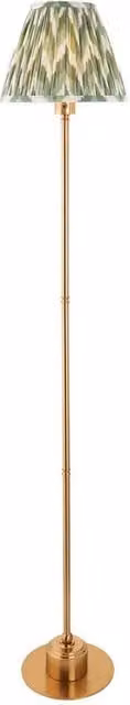 Netlighting Burley Rechargeable LED Floor Lamp with Green Fabric Cone Shade and Gold/Brass Metal Base