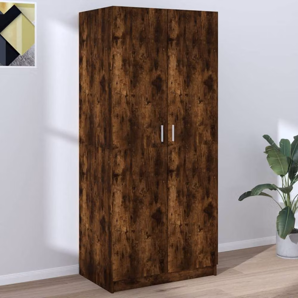 Berkfield Home Smoked Oak Wardrobe in Brown, W/D/H: 80 x 50 x 180 cm – 2