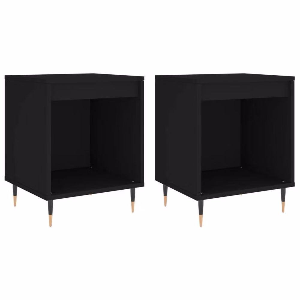Berkfield Home Modern Bedside Cabinets, 2 Piece Set in Black, W/D/H: 40 x 35 x 50 cm – 2