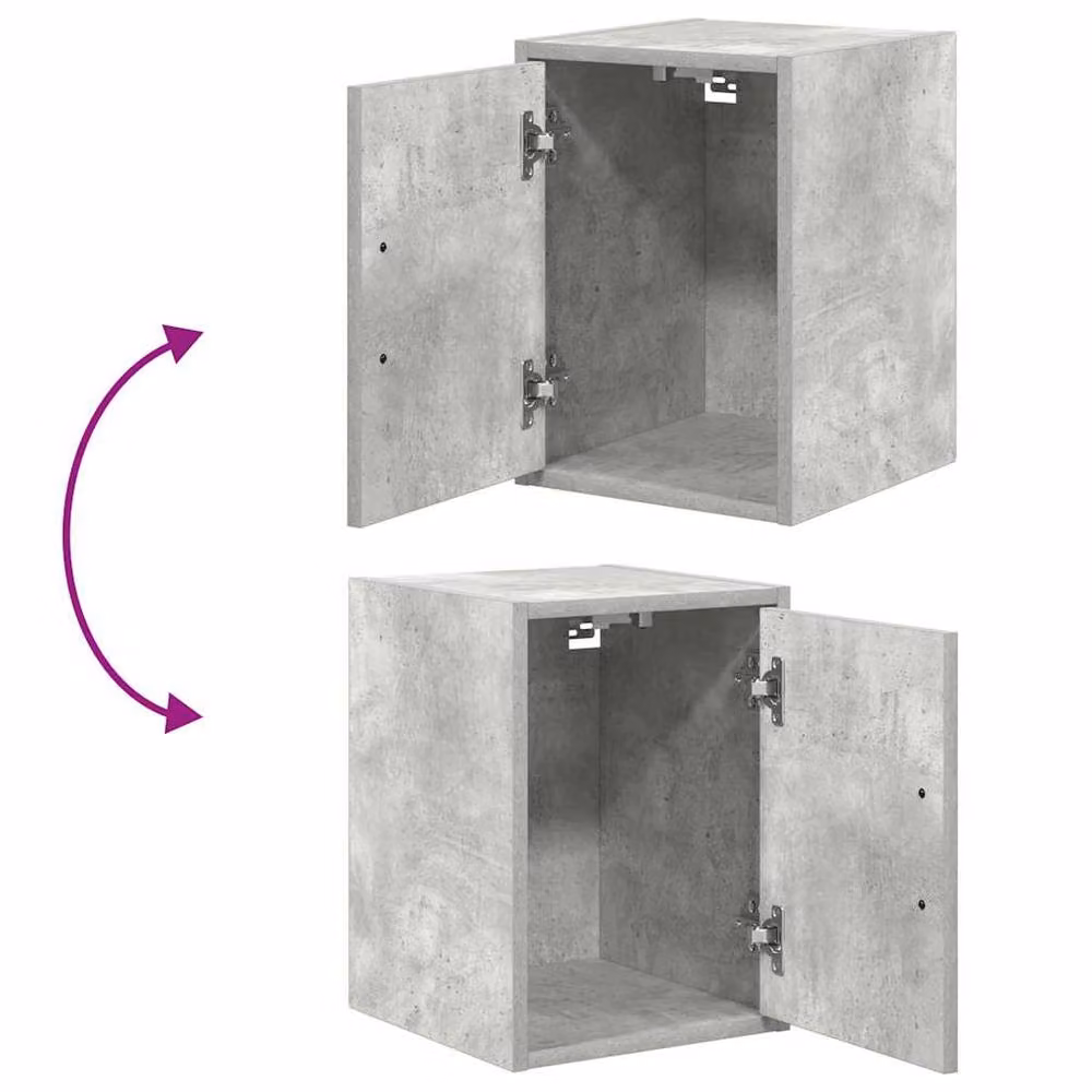 Berkfield Home Wall Mounted Garage Cabinets, 2 Piece Set in Concrete Grey Engineered Wood – 3