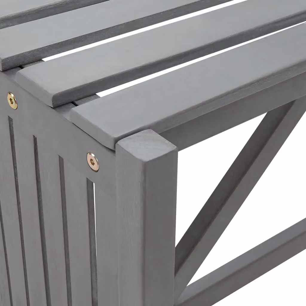 Berkfield Home Garden Corner Bench with Planter in Grey Solid Acacia Wood, Width: 117 cm – 4