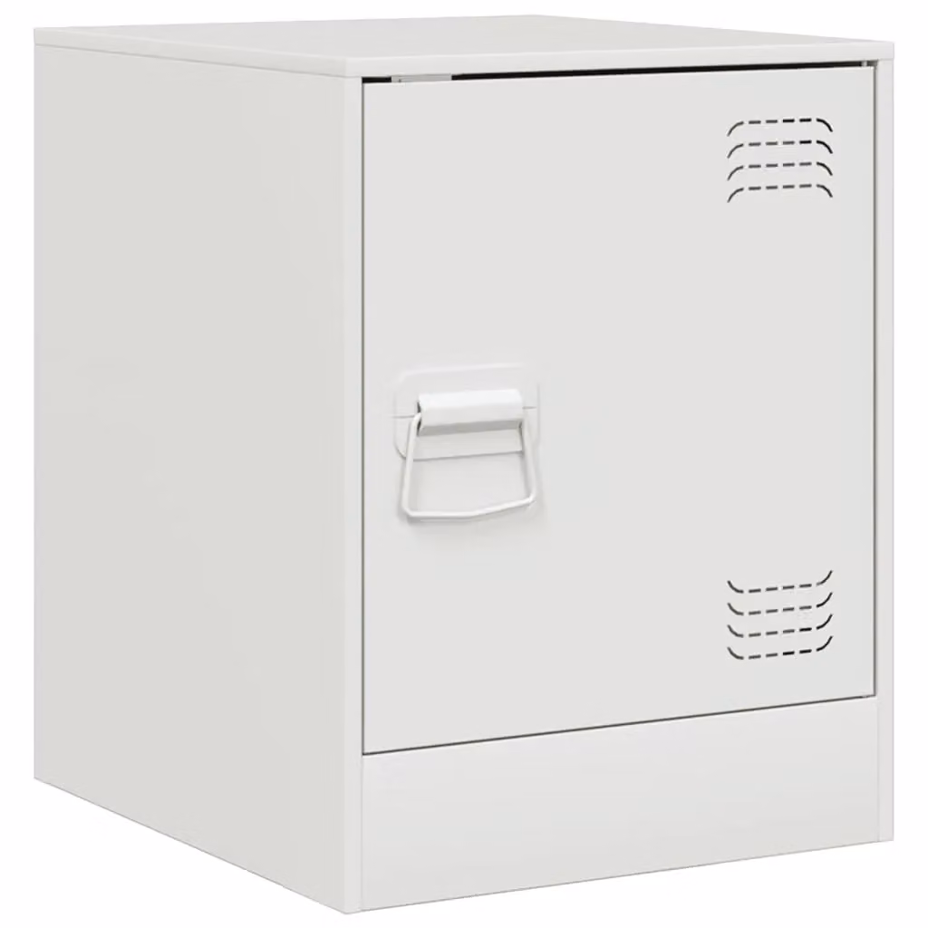 Berkfield Home White Metal Bedside Cabinet W/D/H: 34.5 x 39 x 44 cm – 2