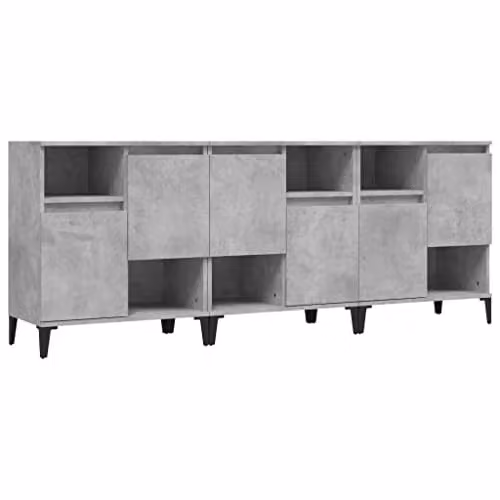 vidaXL Set of 3 Sideboards in Concrete Grey, Engineered Wood, W/D/H: 60 x 35 x 70 cm