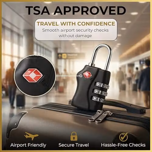 Shatchi TSA Approved 3 Digit Combination Luggage Locks, 2 Pack, Multicolour – 6