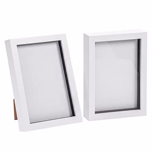 Nicola Spring White Minimalist Rectangular 3D Shadow Box Photo Frame, A5, Set of 2