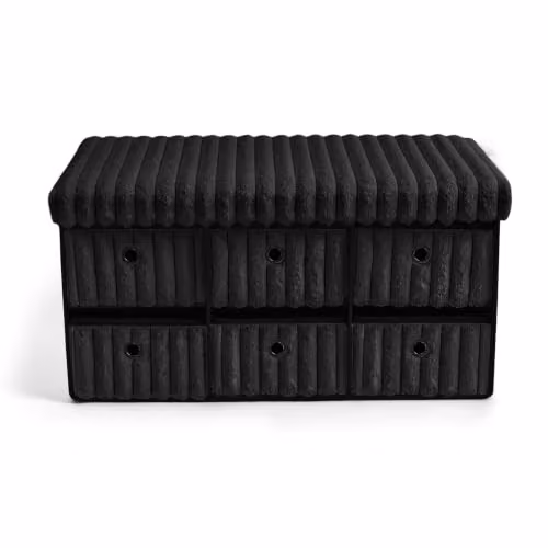 GAVENO CAVAILIA Black Upholstered 2 Seater Storage Bench Ottoman – 5