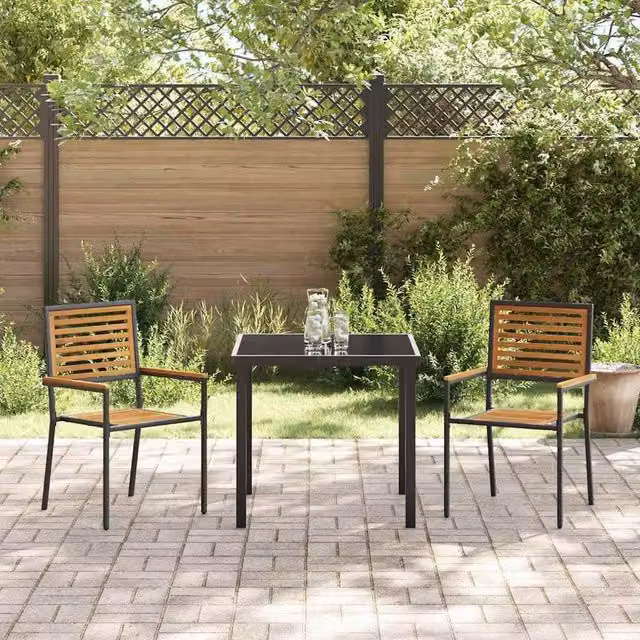 Berkfield Home Stacking Garden Chairs, 2 Pack, Black Poly Rattan – 1