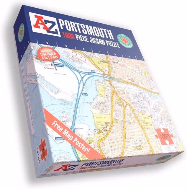 Great Britain A to Z Map of Portsmouth 1000 Piece Jigsaw Puzzle in Multicolour
