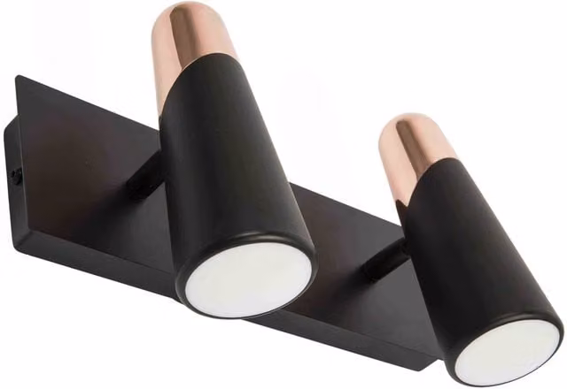 Faro Lao Led 2 Light Adjustable Wall Lamp in Black and Copper