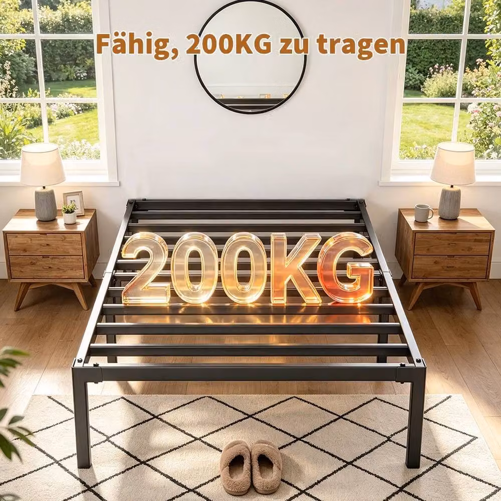 KORVIXA Black Metal Single Bed Frame, W/D/H: 90 x 190 cm – 2