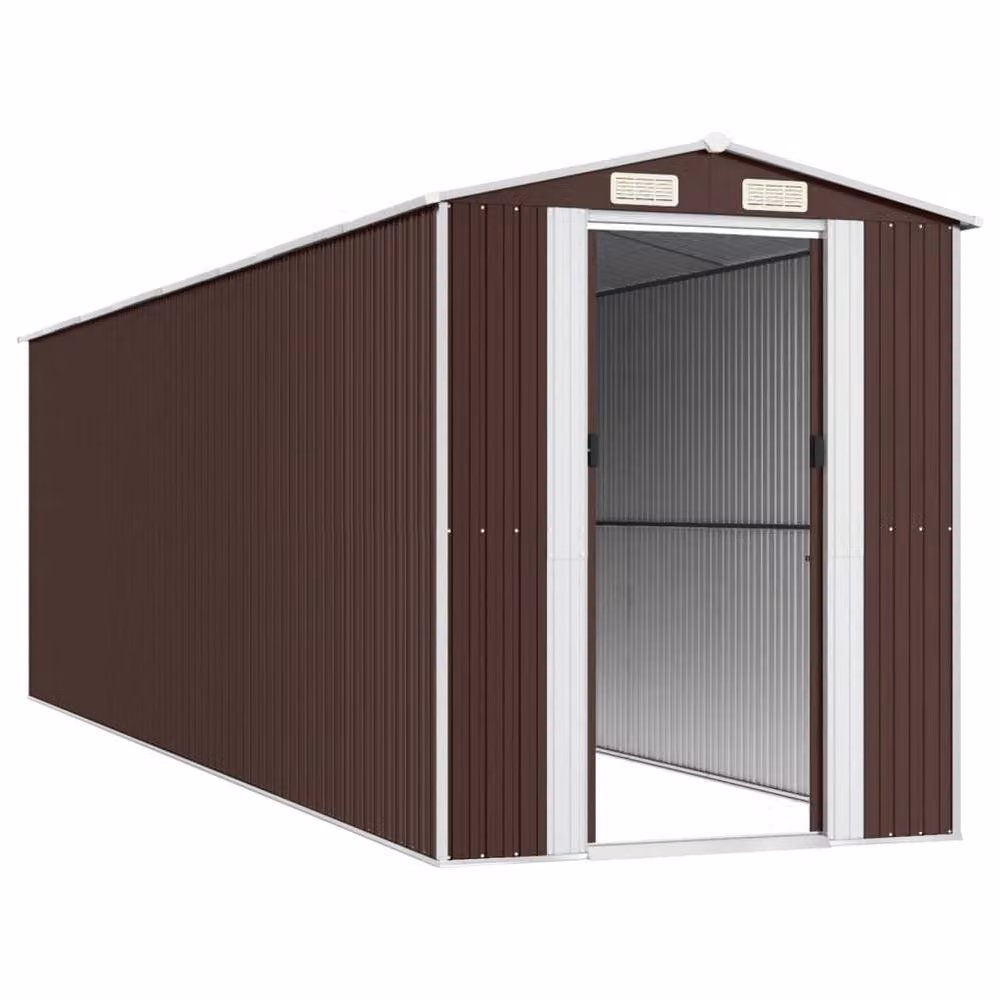 Berkfield Home Garden Shed in Dark Brown, Galvanised Steel, W/D/H: 192 x 689 x 223 cm – 4