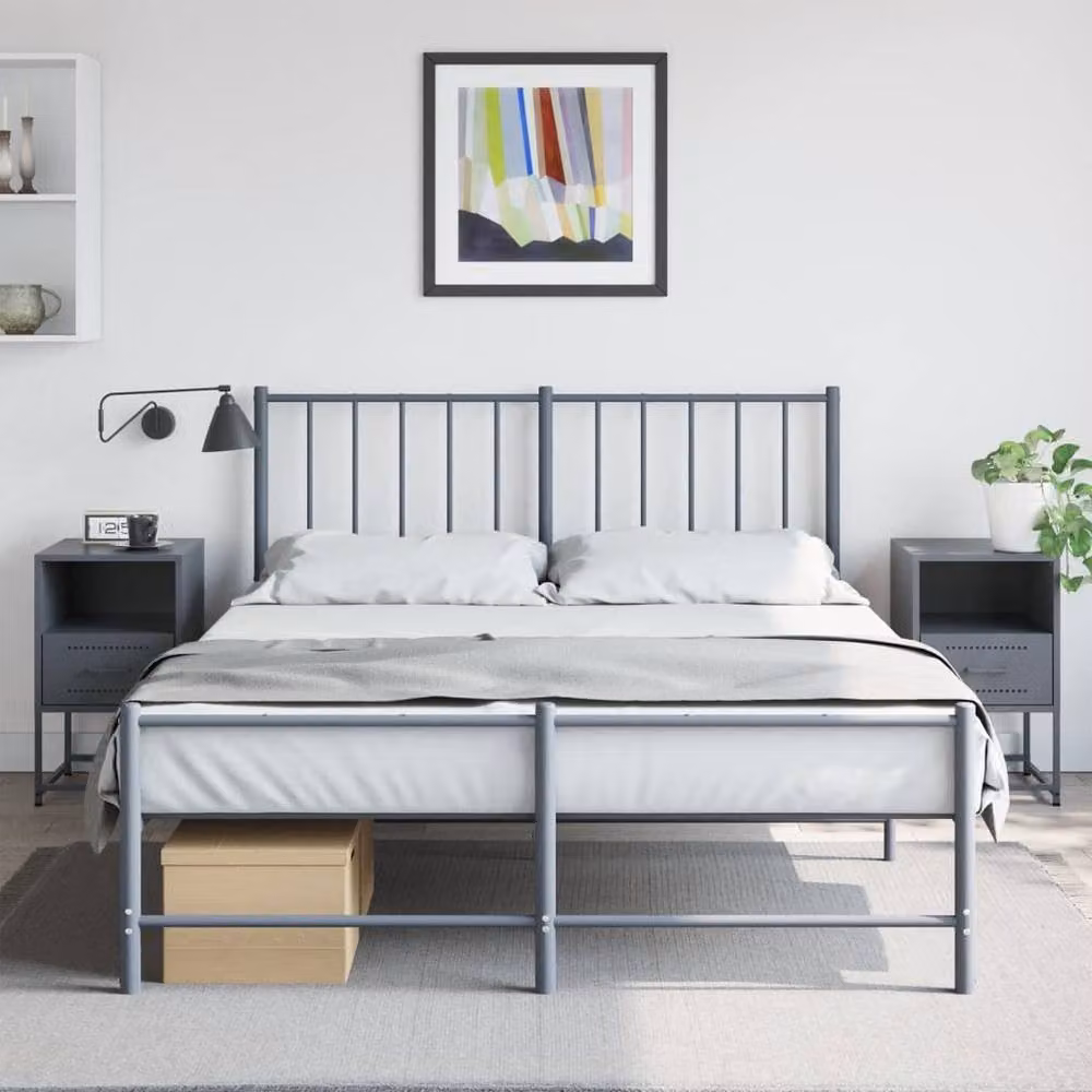 Berkfield Home Durable Metal Bedside Cabinets, 2 Pack, Anthracite Grey, W/D/H: 36 x 39 x 60.5 cm – 2