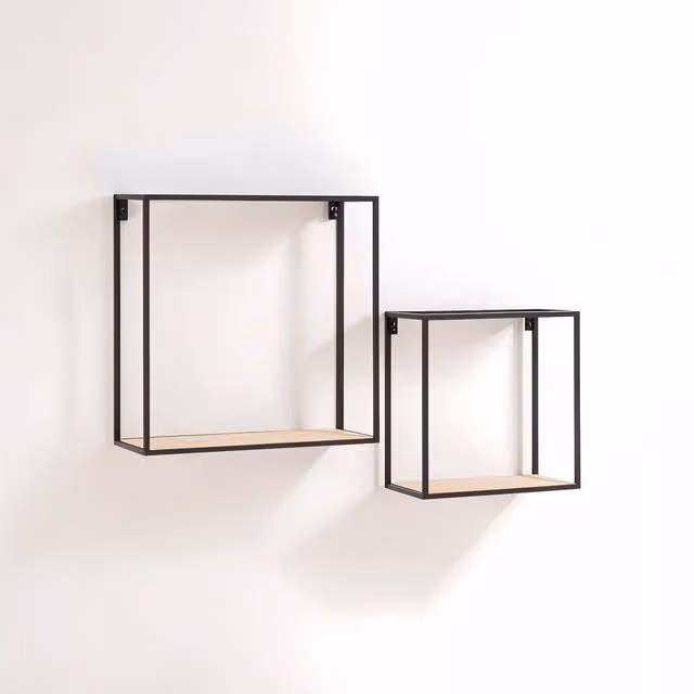 Orsina Stylish Cuboid Wall Mounted Shelf Unit in Black