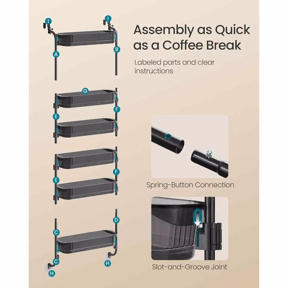 The Bazaarist Over Door Pantry Organiser with 6 Adjustable Baskets, Black – 3