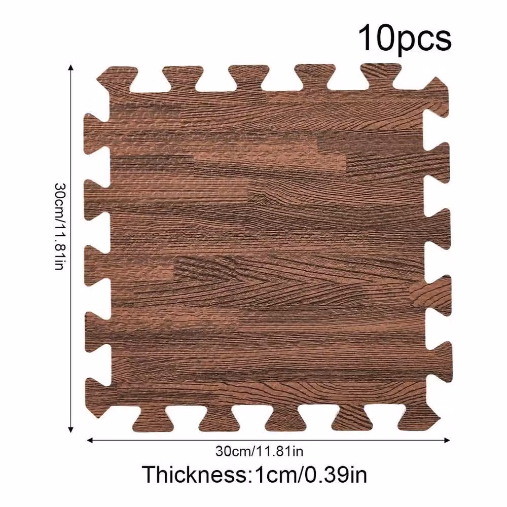 PAWNORA 10pcs Brown Foam Jigsaw Floor Mat Tiles in Dark Walnut – 2