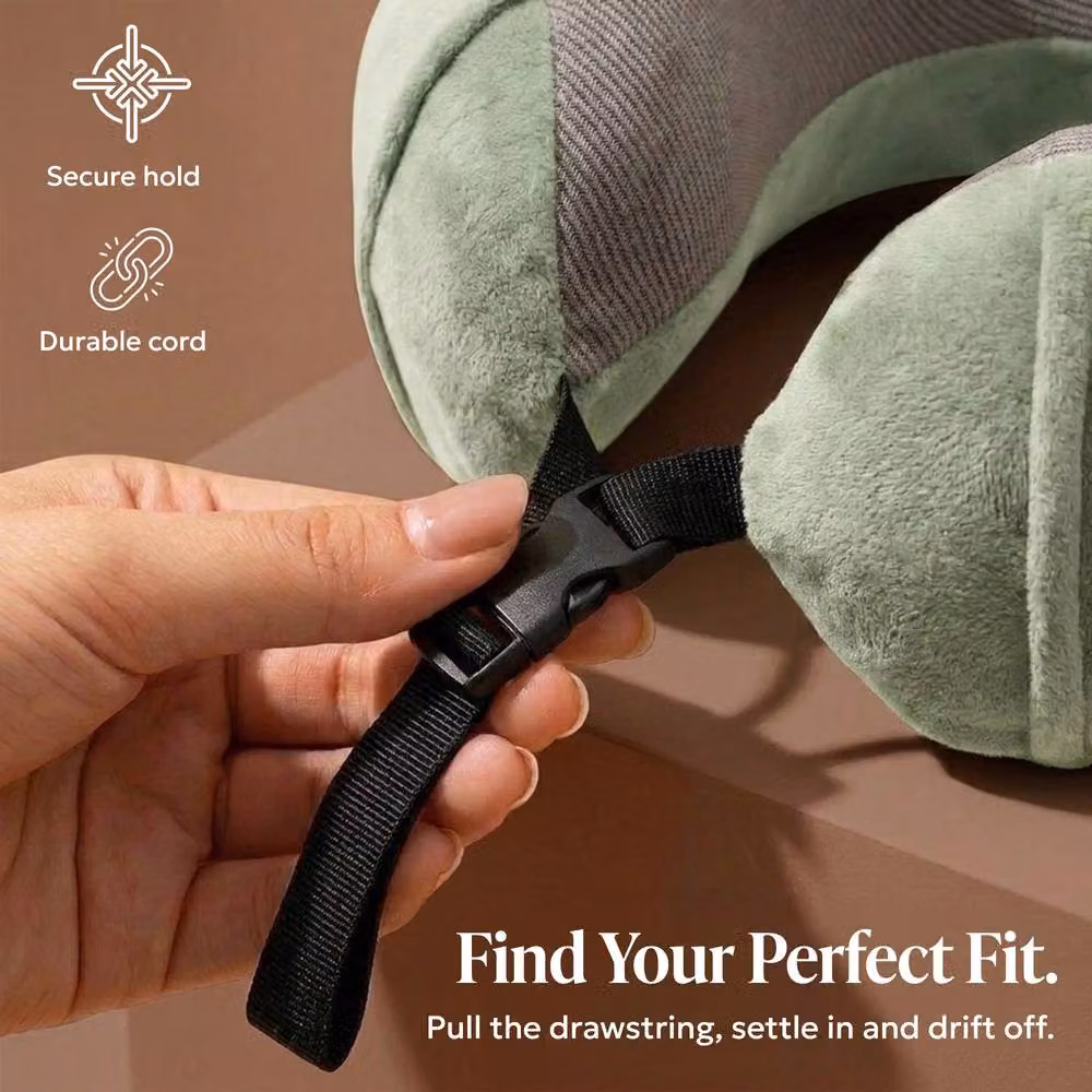 Lugg Memory Foam Travel Pillow with Storage Bag and 360 Degree Ergonomic Support in Green – 3
