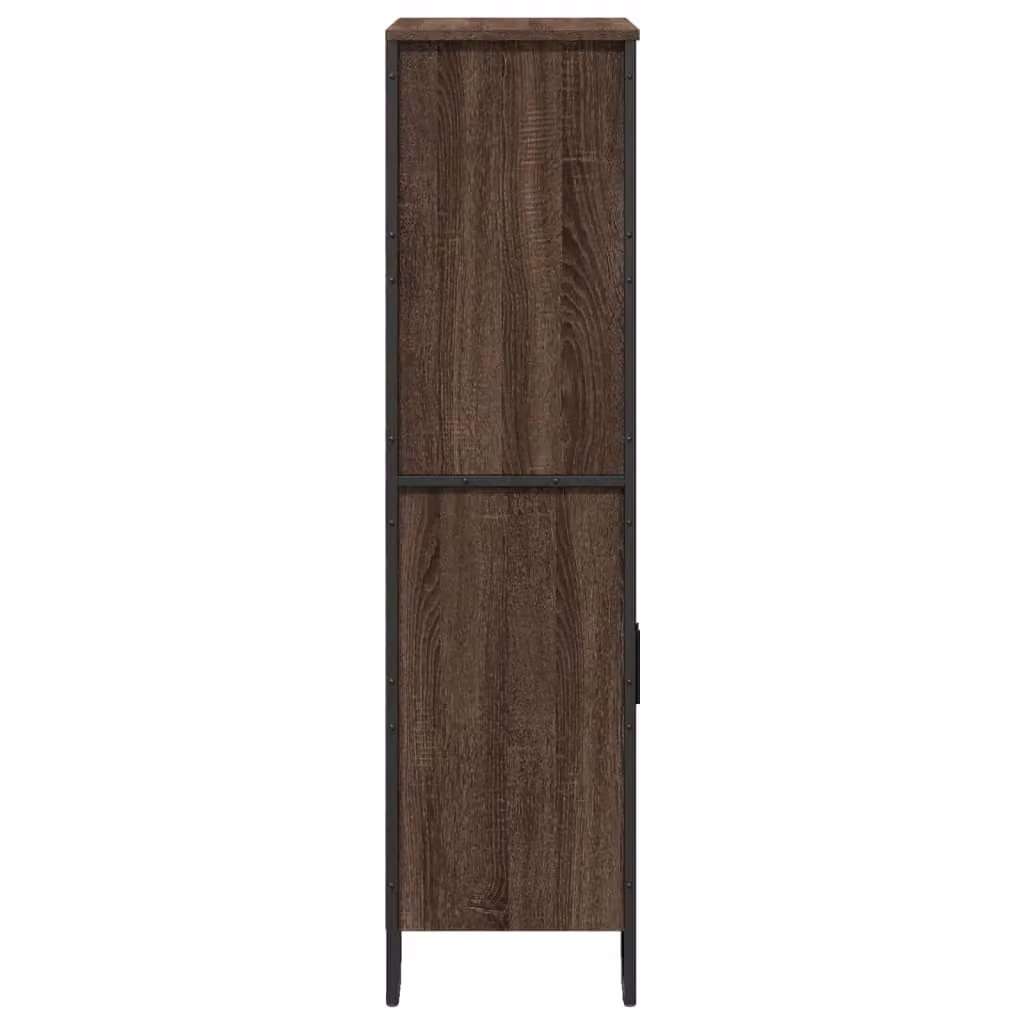 Berkfield Home Highboard in Brown Oak, W: 79.5 cm, D: 35.5 cm, H: 137.5 cm – 4