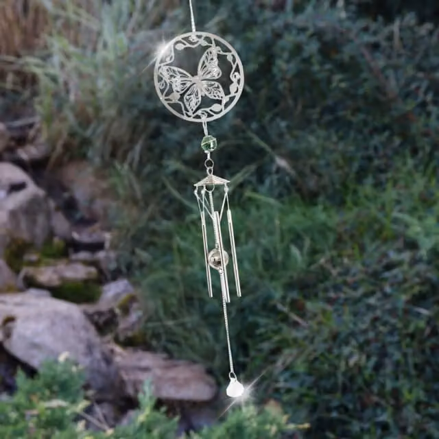 Betley Butterfly Stainless Steel Hanging Wind Chime in Silver