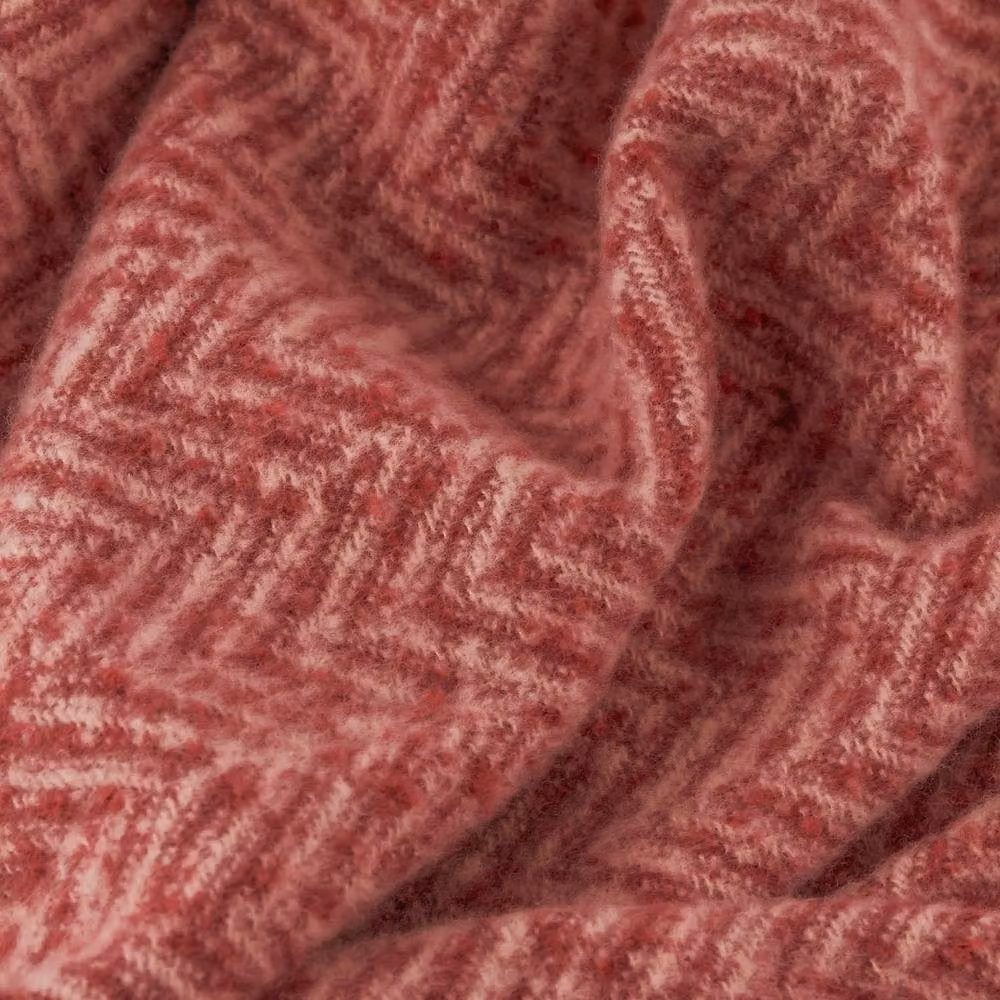 Furn Tweedie Brushed Herringbone Woven Throw with Fringes in Pink, W: 130 cm, L: 180 cm – 3