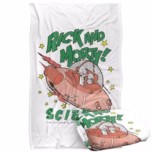 Warner Bros. Rick and Morty Rick's Ship Comic Super Soft Fleece Throw Blanket, Multicolour, W: 91 cm, D: 147 cm