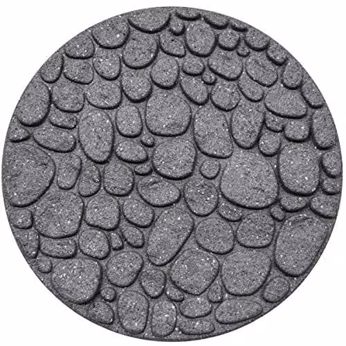 ECO GARDEN Recycled Rubber Stepping Stone River Rock in Grey
