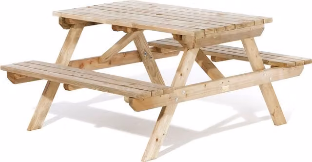 Rowlinson Softwood Picnic Table in Natural Brown/Beige Wood