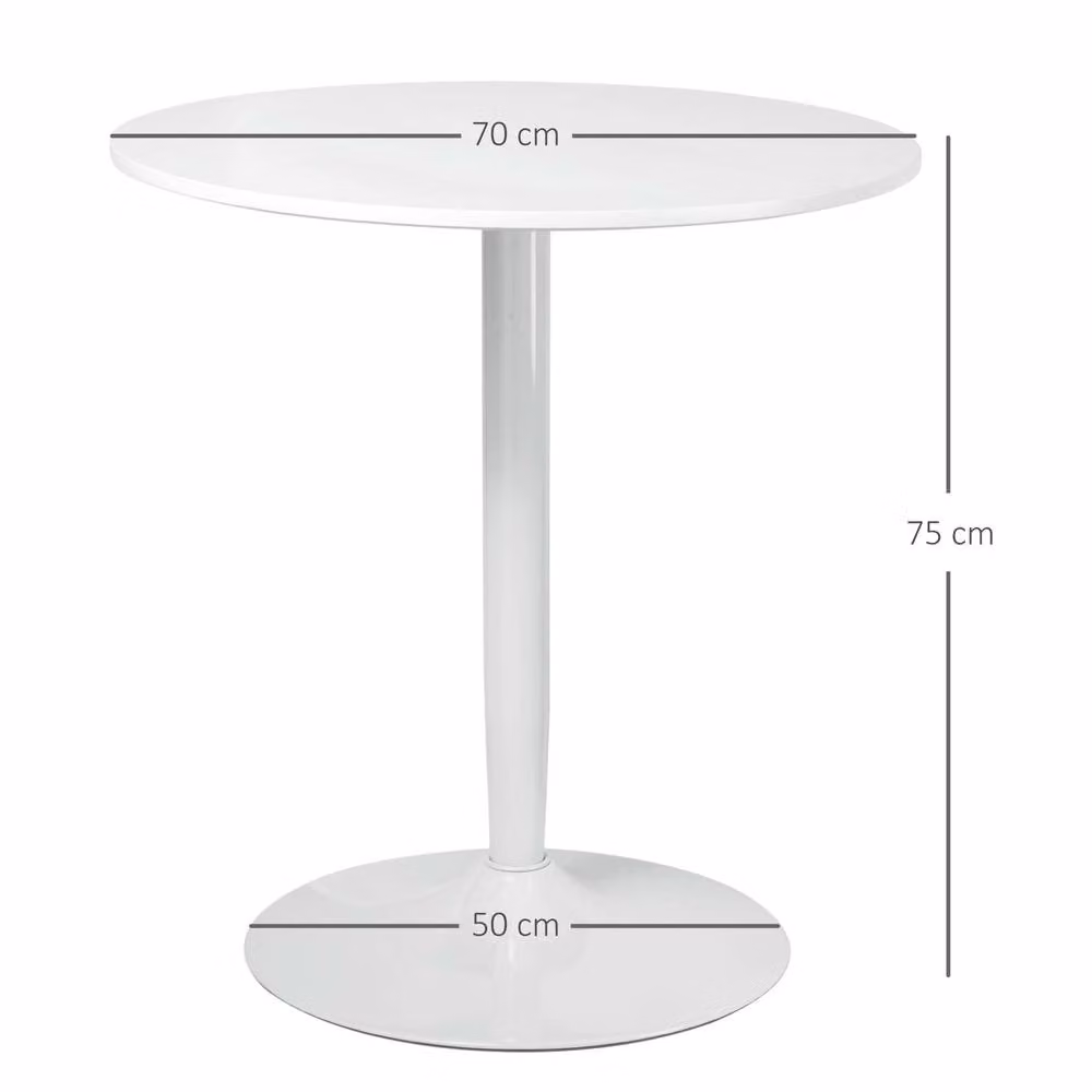 STILVORA Round Lacquered Wood Dining Table with Metal Central Column, White, Diameter: 70 cm – 2