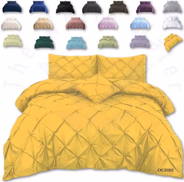 TheWhiteWater Limited Yellow Cotton Polyester Duvet Cover and Pillowcase Set, W: 140 cm, L: 200 cm
