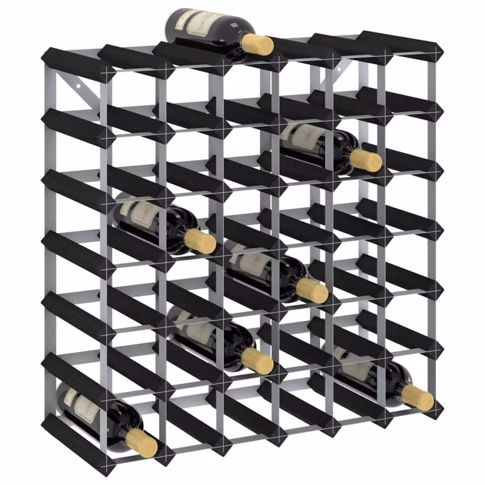 Berkfield Home Durable Black Solid Pine Wood Wine Rack for 42 Bottles, W/D/H: 61.5 x 22.5 x 61.5 cm – 2
