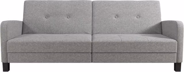 Dorel Home Boston Upholstered Sofa Bed in Grey Linen with Solid Wood Frame