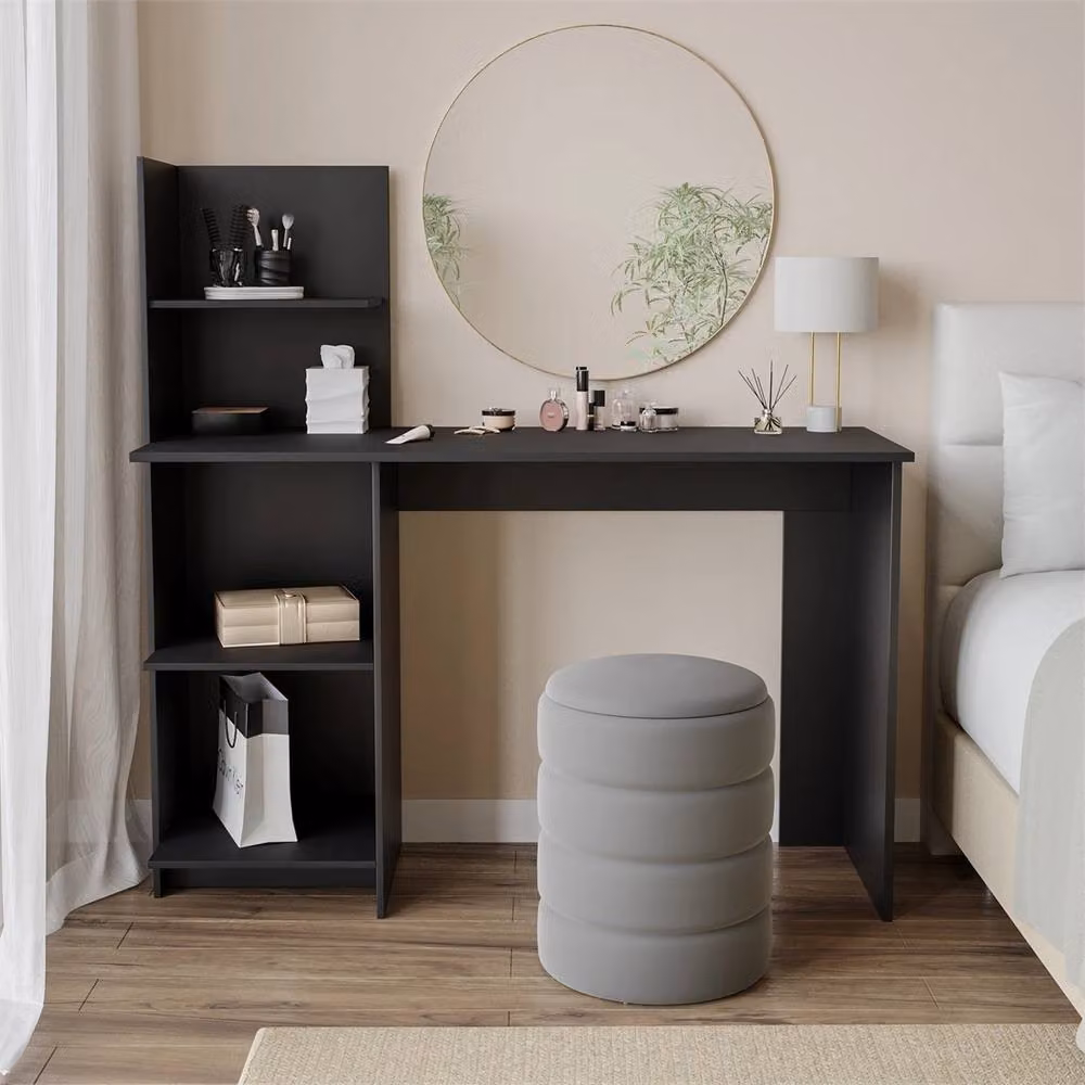 Nordara Black-Franco Modern 4-Tier Computer Desk in Black – 4