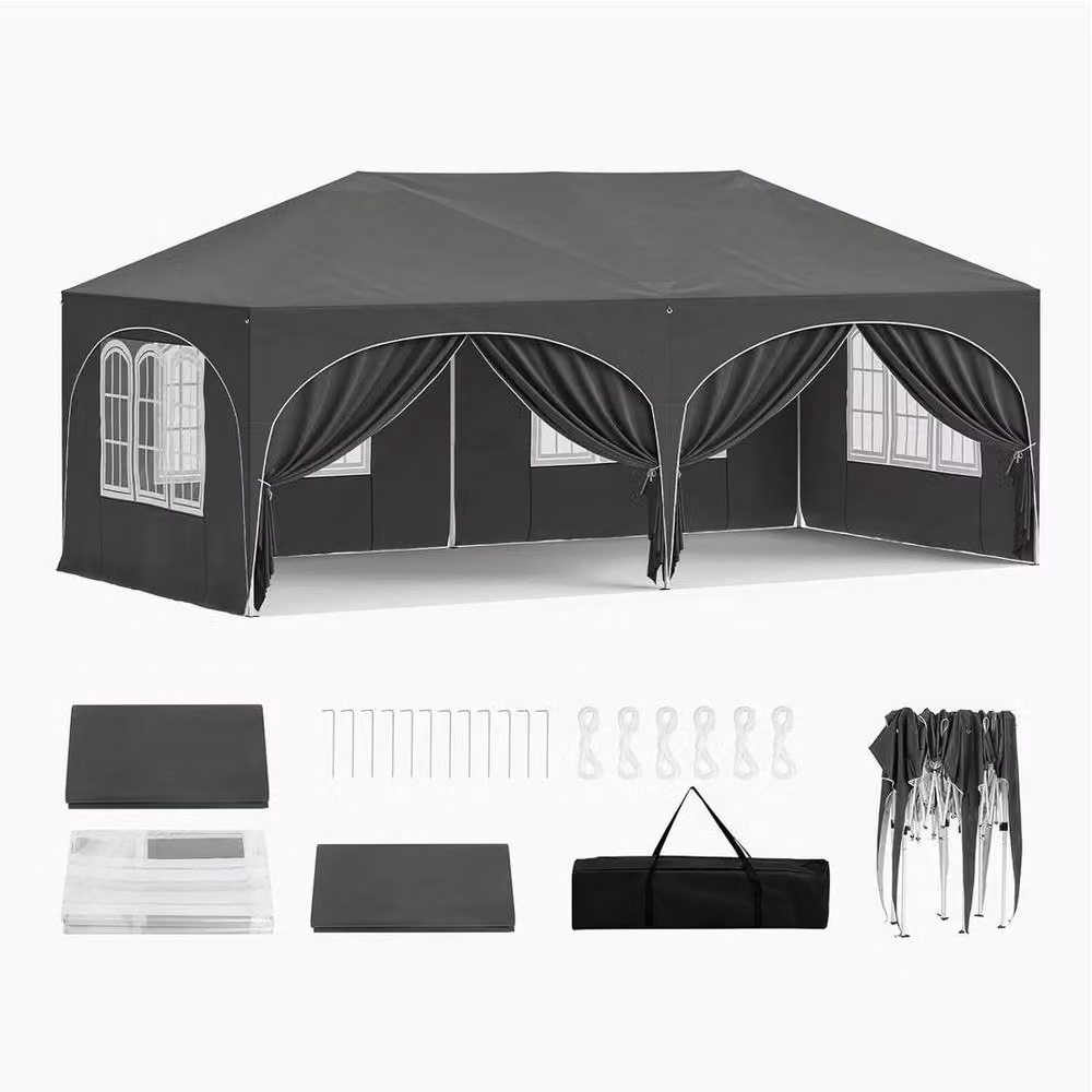WOLTU Grey Pop Up Folding Gazebo W: 600 cm, D: 300 cm – 2