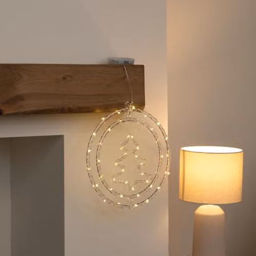 Samuel Alexander 33cm Hanging Christmas Tree Ring with 45 Warm White LEDs, Remote Control and Timer – 2