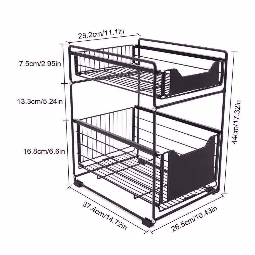 EONLION Black Kitchen Sink Storage Shelf – 2