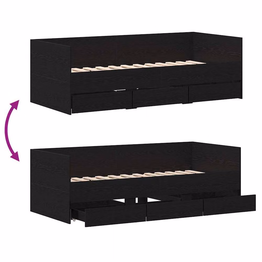 Berkfield Home Modern Daybed in Black Oak Engineered Wood, W/D/H: 90 x 200 cm – 5