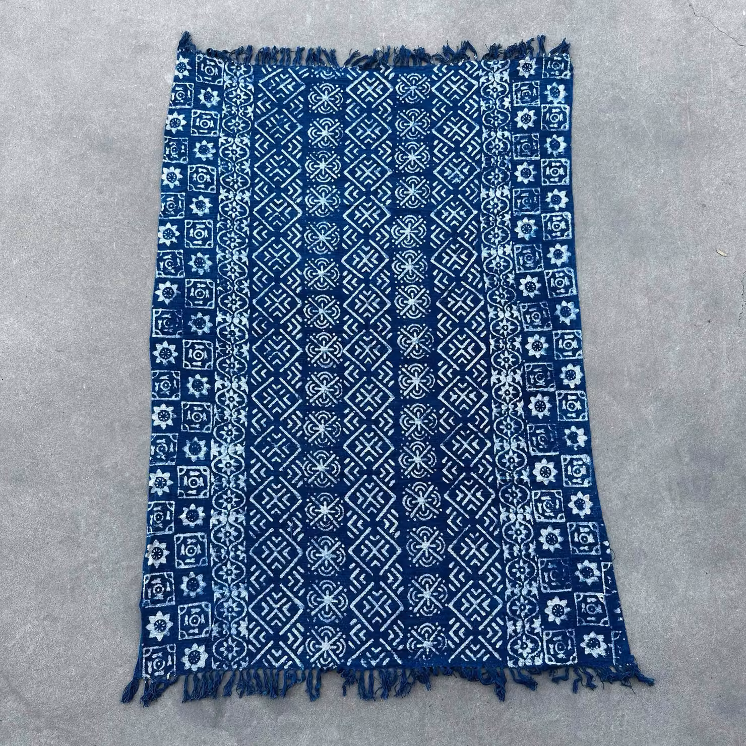 KDMD Handmade Indigo Blue Striped Throw, W: 170 cm, D: 120 cm – 4