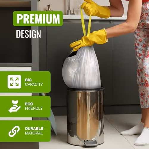EcoBag Lemon Scented Kitchen Drawstring Bin Liners, 20L, Yellow, Pack of 20 – 7