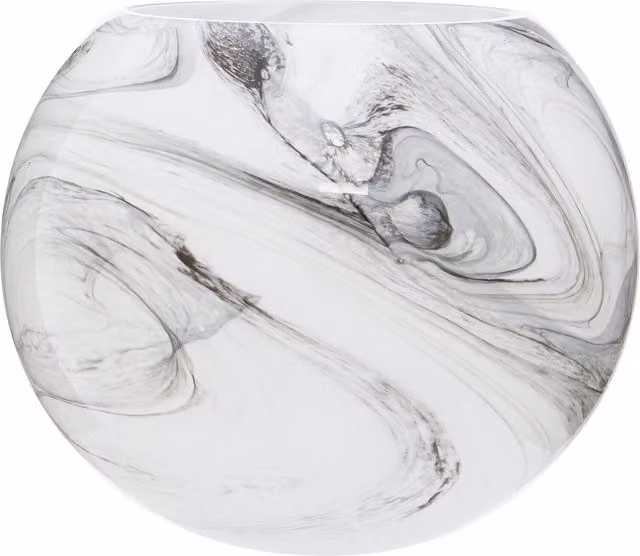 Interiors by Premier Chiara Small Abstract Modern Round Glass Tabletop Vase in Sand and White