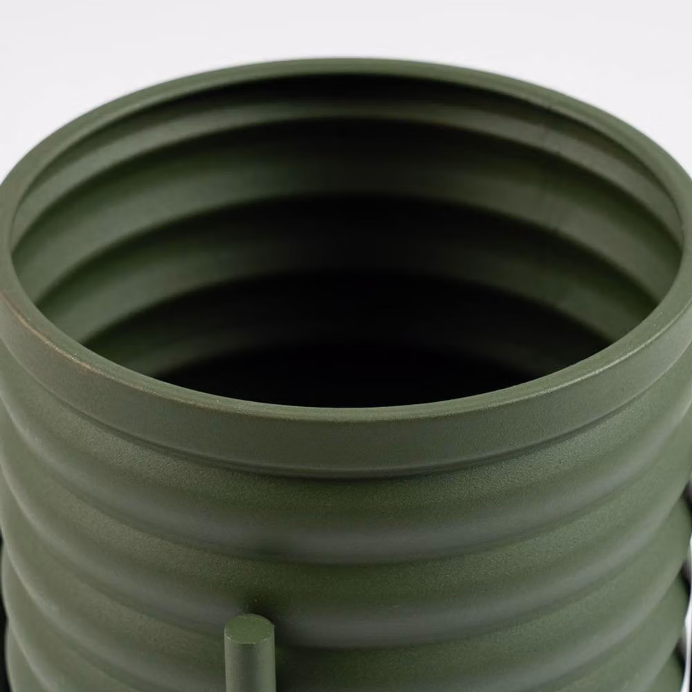 Scottish Everlastings Ltd Green Ribbed Metal Tabletop Planter, W/D/H: 20.5 x 20.5 x 23.5 cm – 3