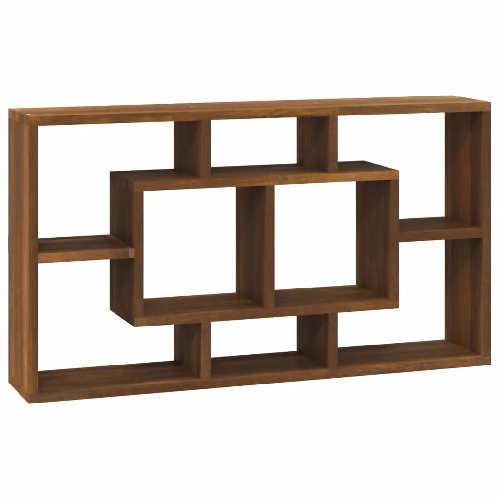 Berkfield Home Wall Mounted Cube Display Shelf with 8 Compartments in Brown Oak – 2