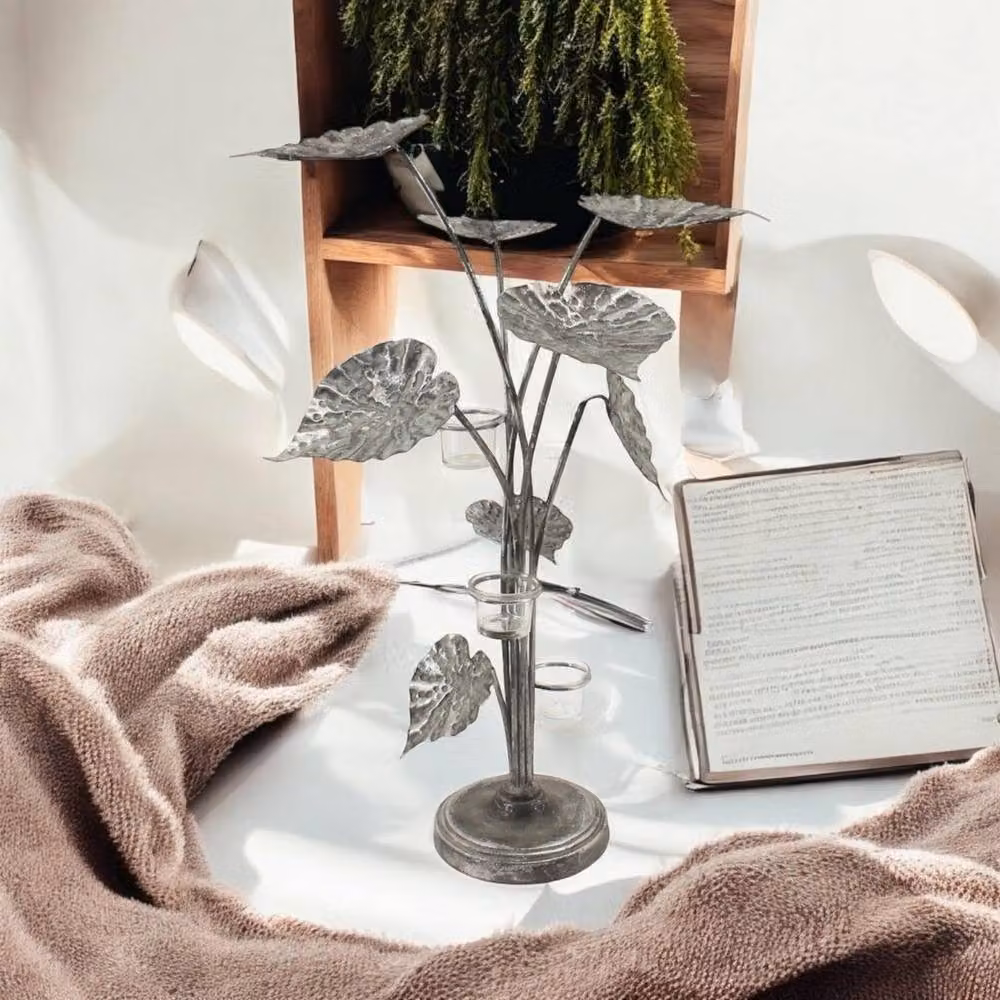 Minster Metal Tealight Candle Holder, Silver, W: 40 cm, D: 38 cm, H: 74 cm – 4