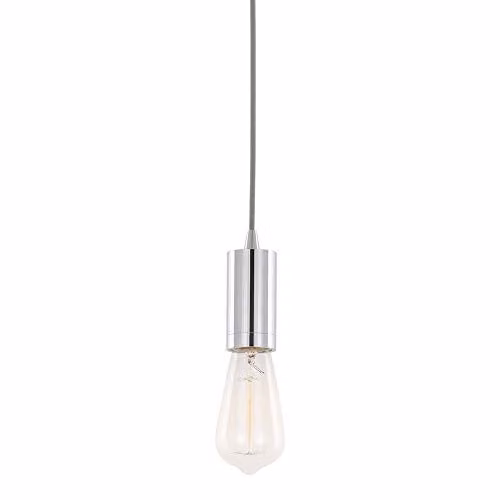 Netlighting Modern Hanging Pendant Lamp Holder in Chrome and Grey, 1 x E27 Socket