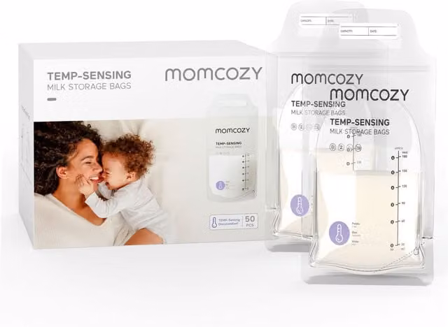 Momcozy BPA-free Breastmilk Storage Bags, 50 Pieces, Freezer Safe, Transparent